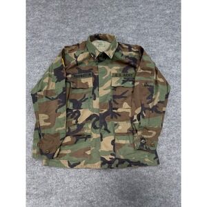 Vintage US Army Woodland Camo BDU Combat‎ Jacket Medium Short 90s